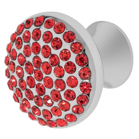 WISDOM STONE Vivacite Cabinet Knob, 1-1/4 in dia., Polished Chrome with Red Crystals 4212CH-R